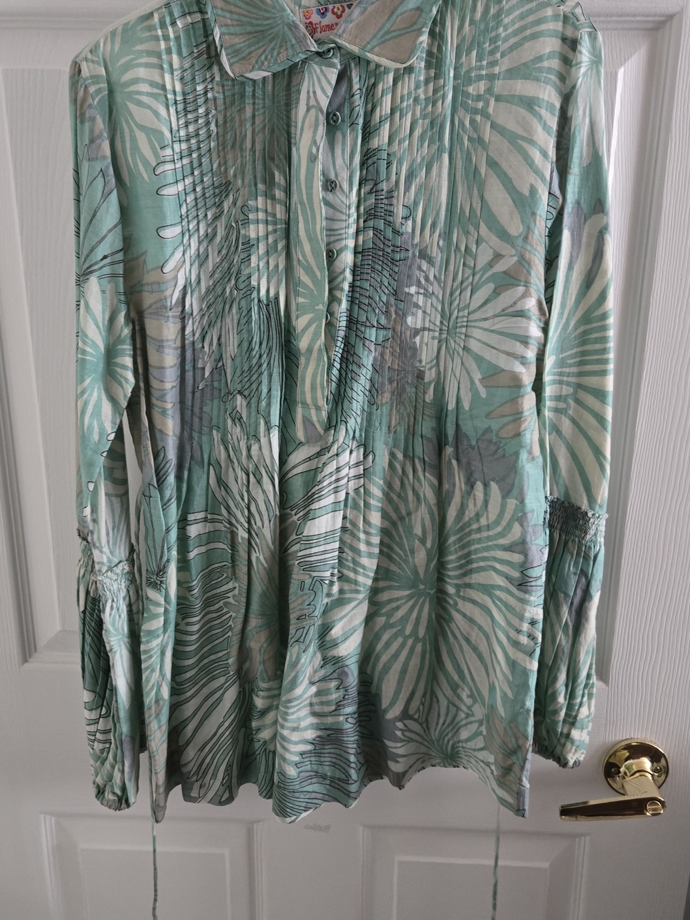 Relaxed Mint Green Floral Button-Down Shirt